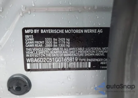 2016 BMW 640I Gran Coupe xDrive z USA, uszkodzony, nr VIN WBA6D2C51GGT65819